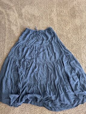 aerie Dusty Blue Tiered Maxi Skirt